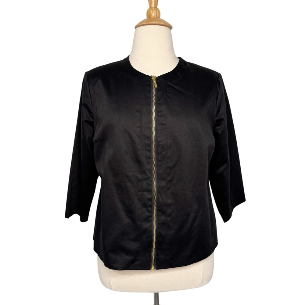 ROZ & ALI BLACK FRONT ZIP BLACK BLAZER SZ 1X